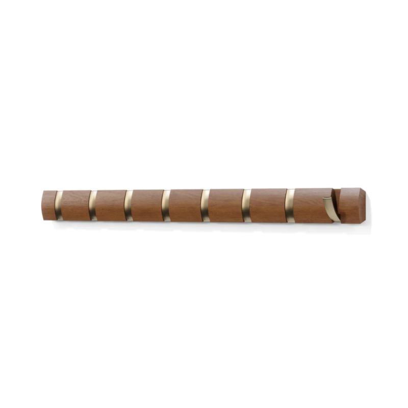 COLGADOR C/8 GANCHOS FLIP WALNUT/DORADO - Imagen 2