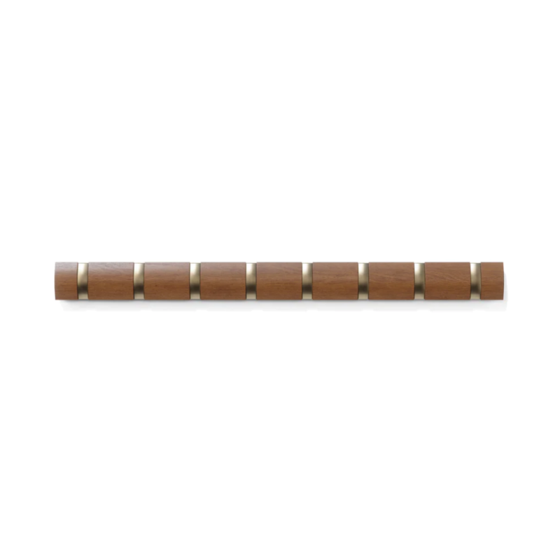 COLGADOR C/8 GANCHOS FLIP WALNUT/DORADO