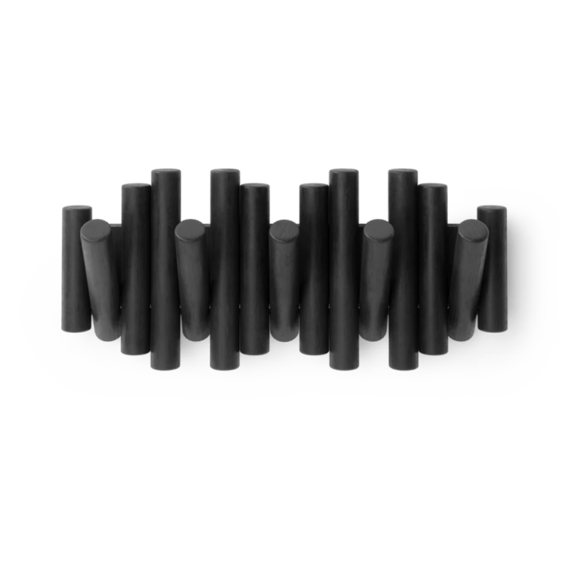 COLGADOR DE PARED C/5 GANCHOS PICKET NEGRO - Imagen 2