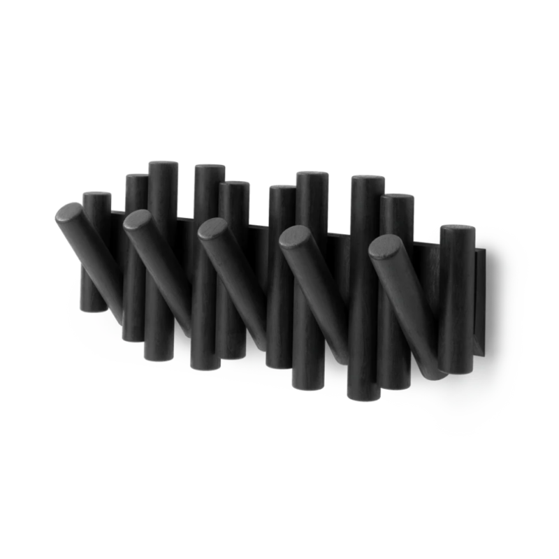 COLGADOR DE PARED C/5 GANCHOS PICKET NEGRO