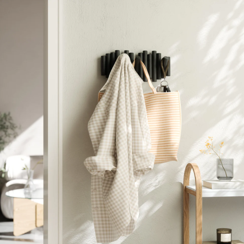 COLGADOR DE PARED C/5 GANCHOS PICKET NEGRO - Imagen 4