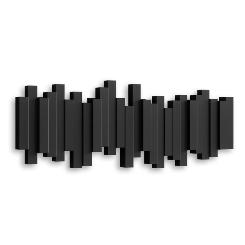 COLGADOR DE PARED C/5 GANCHOS STICKS NEGRO - Imagen 2