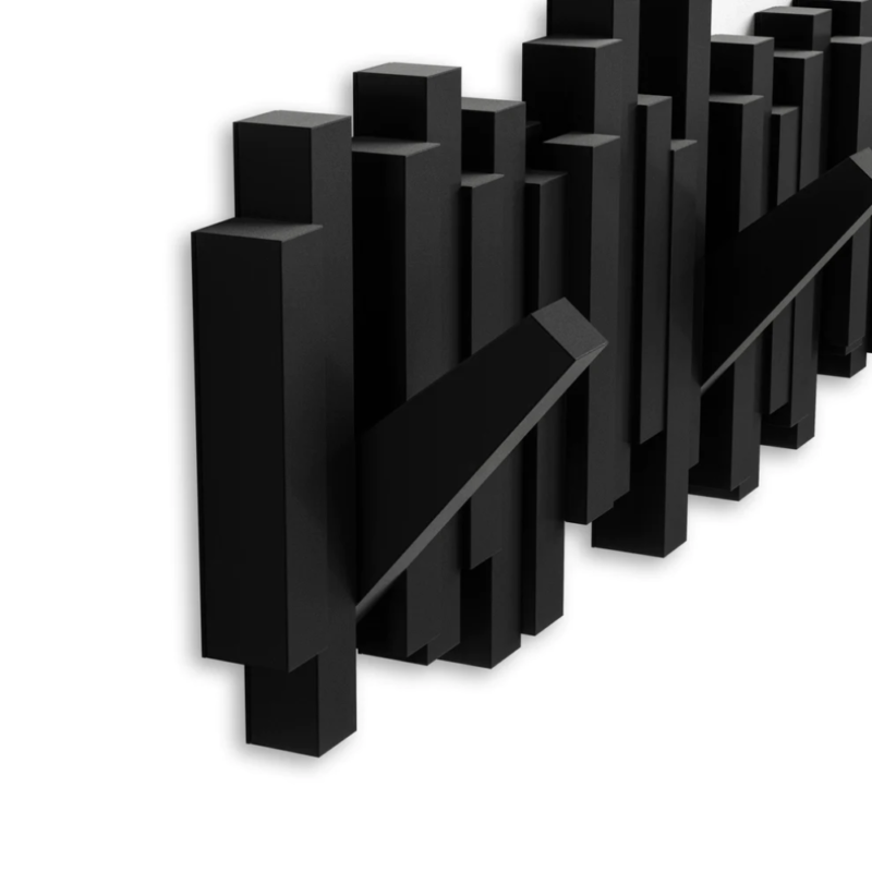 COLGADOR DE PARED C/5 GANCHOS STICKS NEGRO - Imagen 4