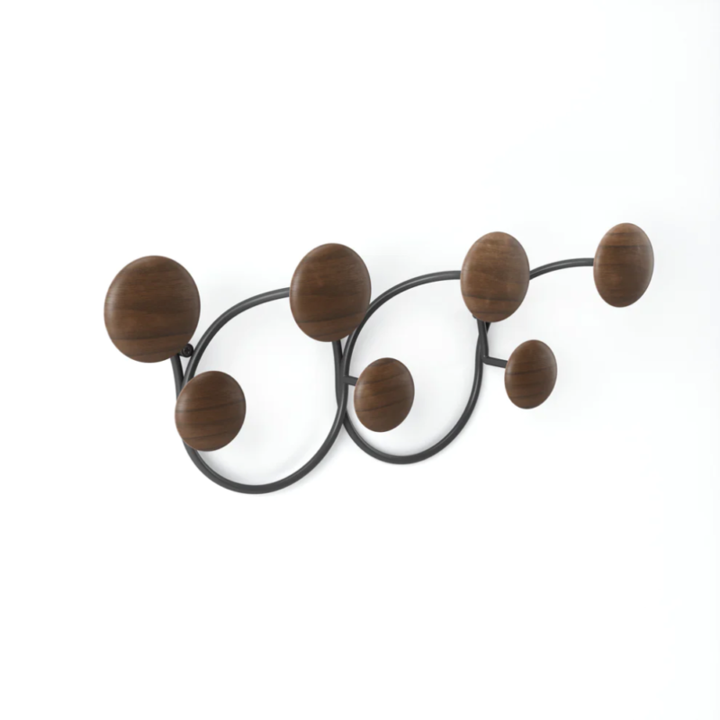 GANCHOS p/PARED 7 PZAS DOTSY NEGRO/WALNUT