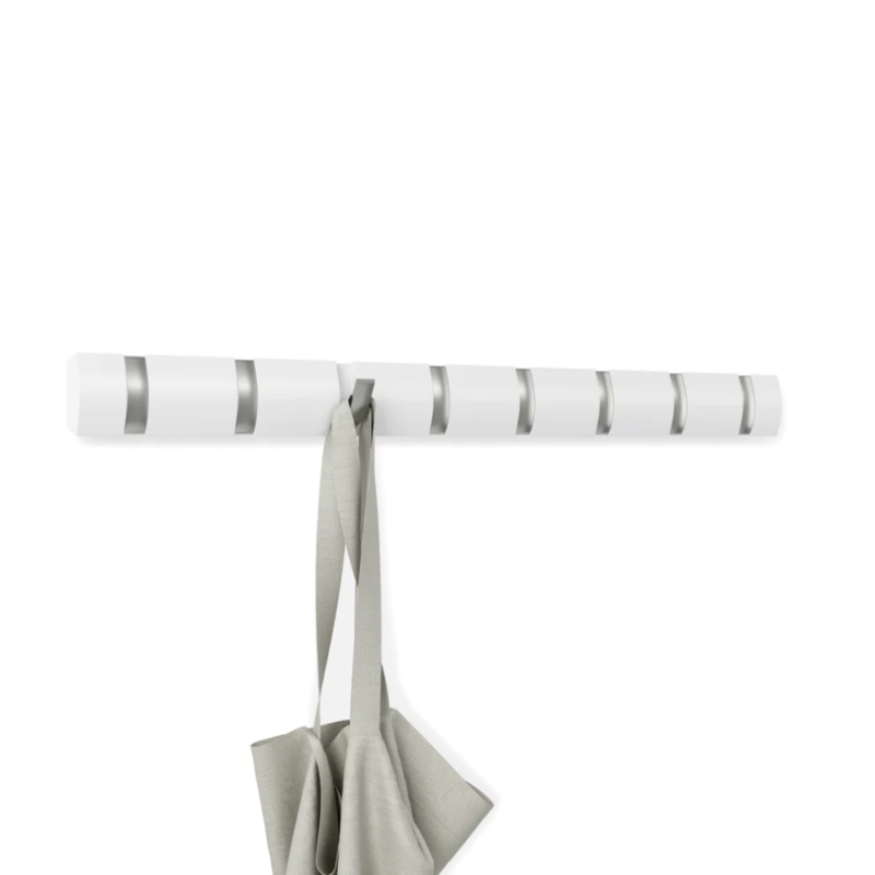 COLGADOR DE PARED 8 GANCHOS FLIP BLANCO - Imagen 3