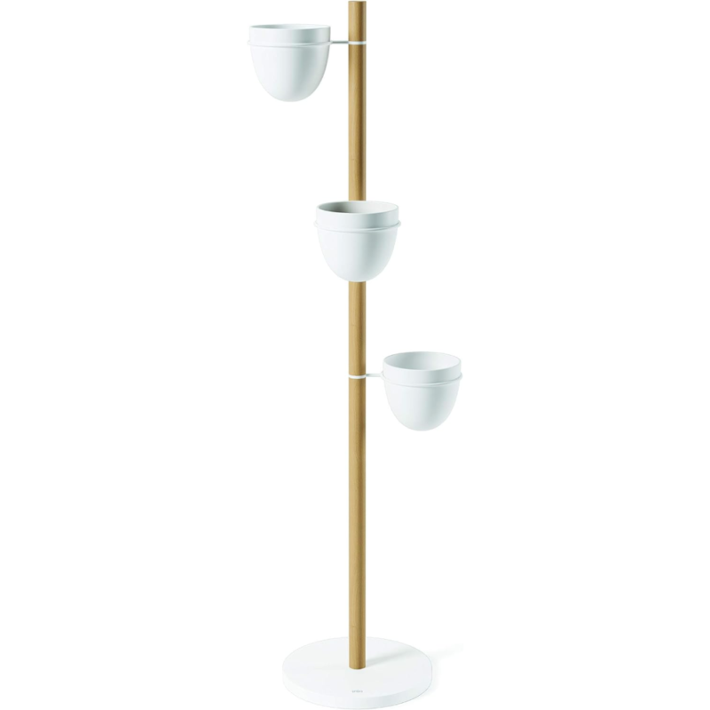 JUEGO 3 MACETEROS C/SOPORTE FLORISTAND BLANCO/NATURAL