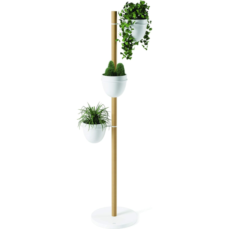 JUEGO 3 MACETEROS C/SOPORTE FLORISTAND BLANCO/NATURAL - Imagen 3