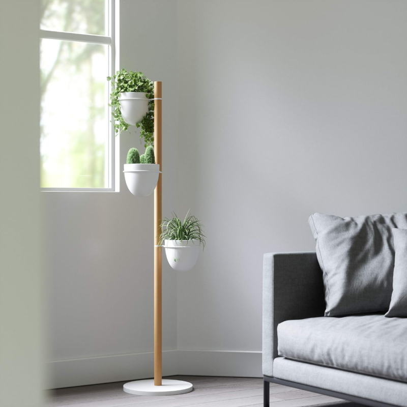 JUEGO 3 MACETEROS C/SOPORTE FLORISTAND BLANCO/NATURAL - Imagen 4