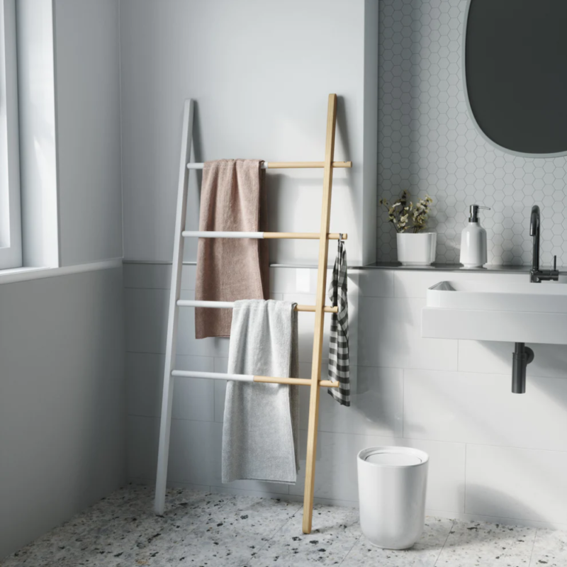 PERCHERO EXTENSIBLE HUB LADDER BLANCO/NATURAL - Imagen 6
