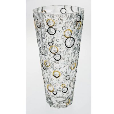 Florero Lisboa con Dorado/Negro Lead Crystal