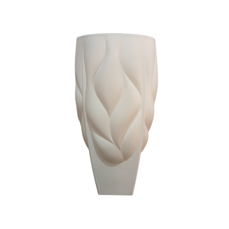 Florero  Bamboo Satinado Blanco  Non Lead Crystal