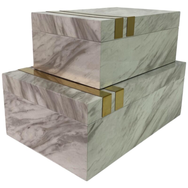 JGO CAJAS DE MARMOL DECOR 2pzas