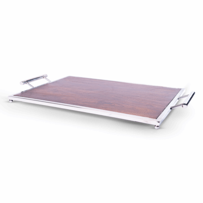 BANDEJA RECTANGULAR GRANDE DE MADERA/ACERO