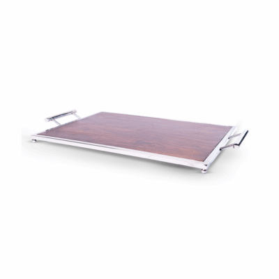 BANDEJA RECTANGULAR MEDIANA MADERA/ACERO