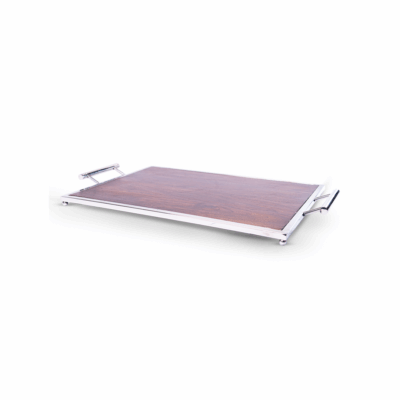 BANDEJA RECTANGULAR CHICA ACERO/MADERA
