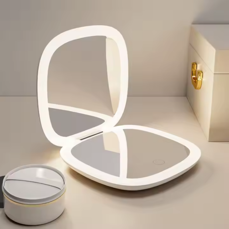 Espejo de bolsillo con luz LED para maquillaje - Imagen 3