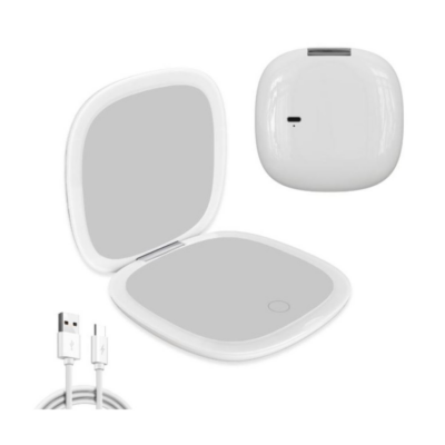 Espejo de bolsillo con luz LED para maquillaje