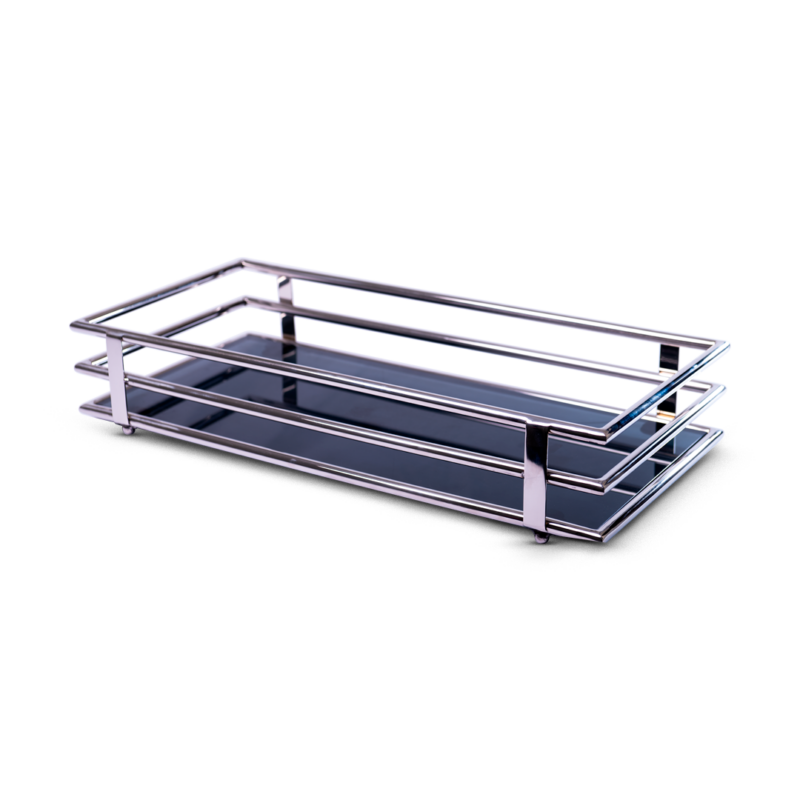 BANDEJA RECTANGULAR GRANDE c/VIDRIO NEGRO