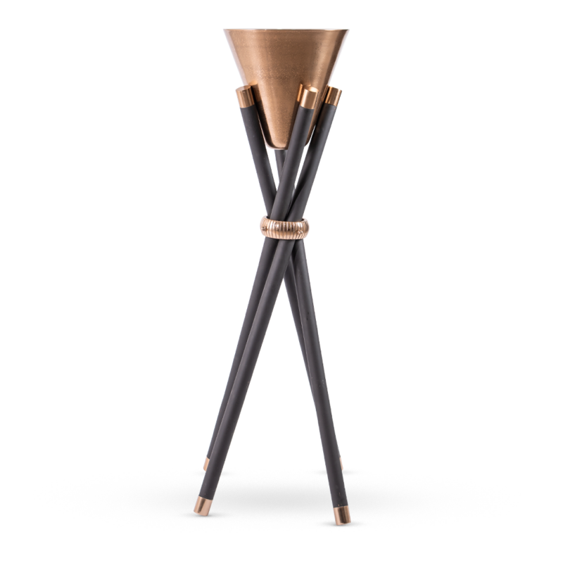 CHAMPAGNERA DORADA c/BASE MADERA NEGRA