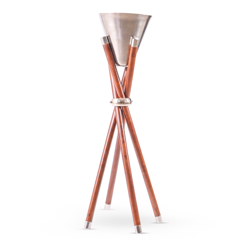 CHAMPAGNERA DORADA c/BASE MADERA