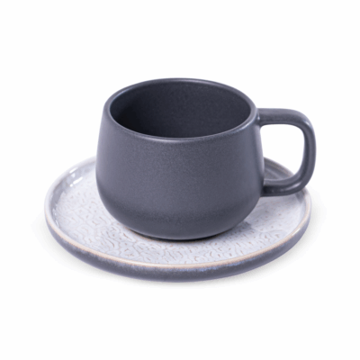TAZA TE c/PLATO URBAN UNO NEGRO ARENA KAZE