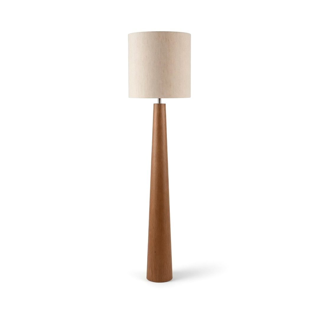 LAMPARA DE PIE c/BASE MADERA 35 DIA
