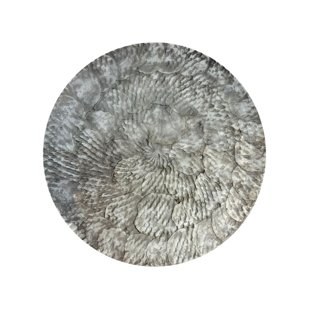 INDIVIDUAL REDONDO DIA 38 MOTIF SPRAY LIGHT GREY IVORY NATURAL